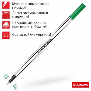 Ручка капиллярная Luxor ""Fine Writer 045"" зеленая, 0,8мм