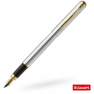 Ручка перьевая Luxor ""Marvel"" синяя, 0,8мм, корпус хром/золото