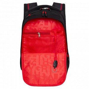 Вместительный школьный рюкзак GRIZZLY для мальчика, для парня, старшие классы, подростку, черный, красный