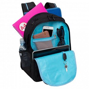 Вместительный школьный рюкзак GRIZZLY мужской, для мужчины, для мальчика, старшие классы, подростку, черный