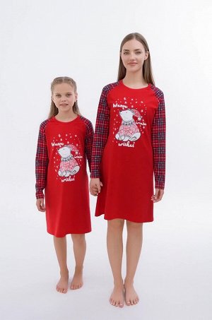 Новогодняя сорочка для девочки из хлопка Happyfox