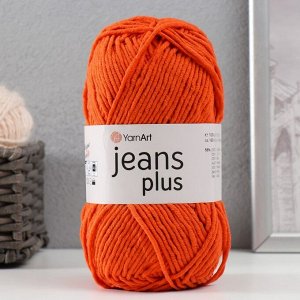 Пряжа для вязания спицами, крючком YarnArt, Jeans plus, 55% хлопок, 45% акрил, 160 м/100 г, (85 морковный)