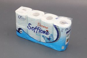 Бумага туалетная Decor Blue Голубая 2сл "Soffione" (8 рул.) арт. 10900221