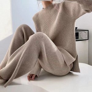 Костюм двойка с брюками, бежевый