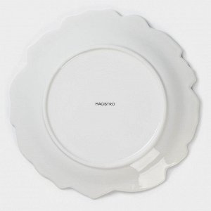 Тарелка фарфоровая обеденная Magistro «Роза», d=25 см, цвет белый
