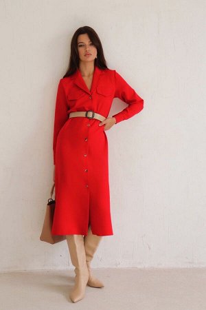 Платье-рубашка с английским воротником красное (остаток: , )