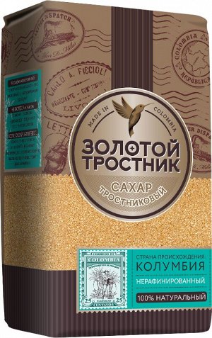 Сахар тростниковый нерафинированный "Золотой тростник", 900гр