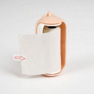 Контейнер-раздвижной с мешками для уборки (рулон 15 пакетов 29х21 см), бело-розовый
