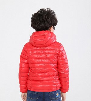 Ультралегкая детская куртка с капюшоном, цвет красный/салатовый
