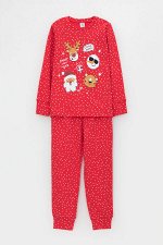 Пижама(Осень-Зима)+girls (маленький горошек на красном)