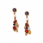Серьги Nature Bijoux, Bangalore, с аметистом, розовым кварцем, халцедоном, красным агатом, рудракшей и плодами красного дерева, NB23.2-12-79086 (коричневый)