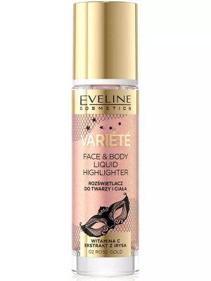 EVELINE VARIETE Жидкий шиммер для лица и тела с экстрактом ириса 02 ROSE GOLD 30мл (*3*24)