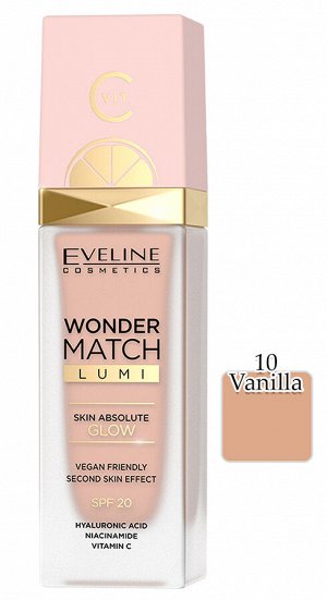 EVELINE WONDER MATCH LUMI Эксклюзивная тональная основа №10 VANILLA 30мл (*3*24)