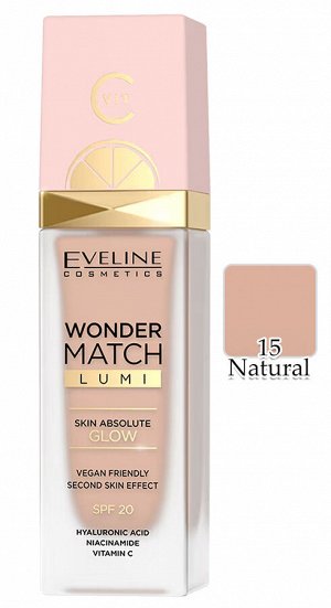 EVELINE WONDER MATCH LUMI Эксклюзивная тональная основа №15 NATURAL 30мл (*3*24)