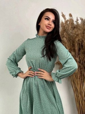 Повседневное женское платье в горошек