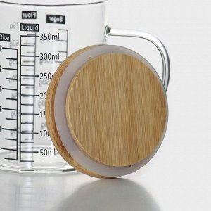 Кувшин для воды BellaTenero «Эко», 350 мл, 12,5×7,5×11,5 см, стекло, с бамбуковой крышкой, мерная шк