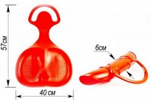 Санки-ледянка большие, супер с гибкой ручкой 57 см, на кнопке, (сворачивается в рулончик), арт.ЛДБК