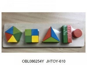 610 логика -сортер геометрия , дерев., 5 фигур, 30*9 см, в спайке 086254