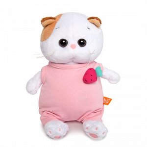 LB-019 Мягкая игрушка BUDI BASA Кошка Ли-Ли BABY в розовом комбинезоне с клубничкой 20 см