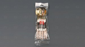 Ложка Sinior Banketto с розовой ручкой, золото, пластик, 22 см, 6шт.