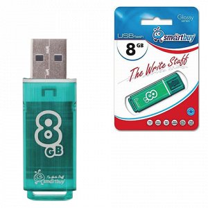 Флэш-диск 8GB SMARTBUY Glossy USB 2.0, зеленый, SB8GBGS-G