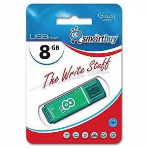 Флэш-диск 8GB SMARTBUY Glossy USB 2.0, зеленый, SB8GBGS-G