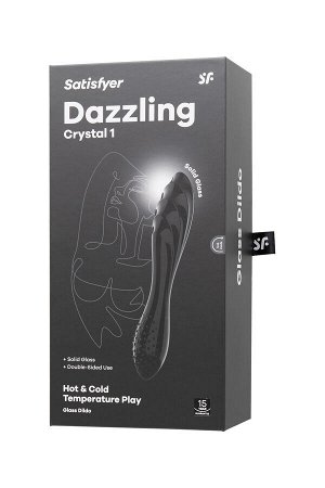 Двусторонний фаллоимитатор Satisfyer Dazzling Crystal 1, стекло, черный, 18,5 см