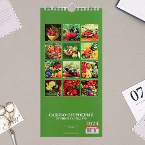 Календарь перекидной на ригеле "Садово-огородный лунный" 2024 год, 16,5х34 см