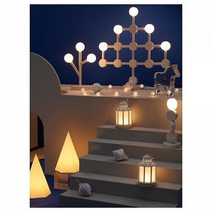 СТРОЛА, Настольная светодиодная декоративная лампа, дерево, на батарейках, 20 см,