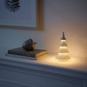 СТРОЛА, Настольная светодиодная декоративная лампа, дерево металл/на батарейках, 18 см,