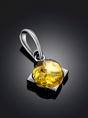 amberholl Небольшой кулон с натуральным янтарем яркого лимонного цвета «Рондо»