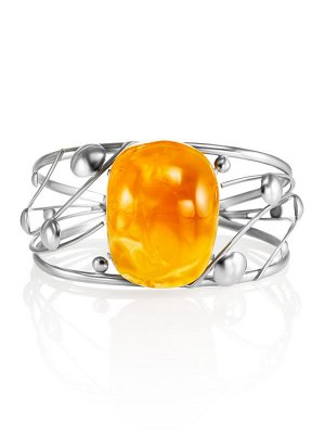 Роскошный крупный браслет с натуральным медовым янтарём