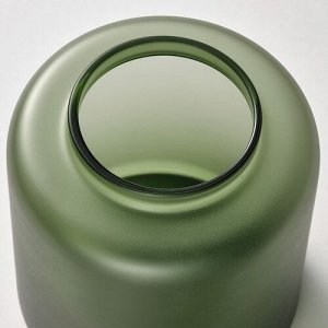 KONSTFULL, Ваза, матовое стекло/зеленая, 10 см