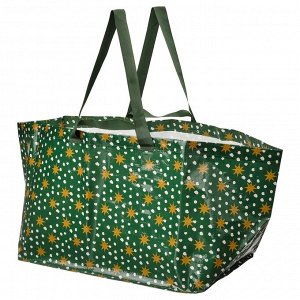 IKEA VINTERFINT, сумка-переноска, большая, зеленый с рисунком в виде звезды, 55x37x35 см 71 л