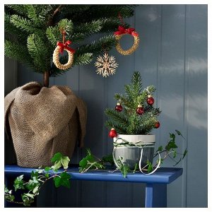 IKEA ВИНТЕРФИНТ, искусственное горшечное растение с горшком, для дома/сада/елочка, зеленое, 9 см.