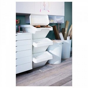 SORTERA, мусоросортировочное ведро с крышкой, белое, 37 л,