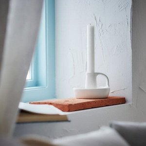 GODTAGBAR, Подсвечник, белый керамический, 8 см