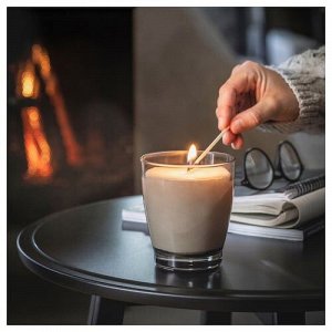 ЭНСТАКА, ароматическая свеча в стекле, Bonfire / серая, 50 гр.,