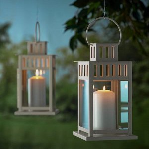 BORRBY, фонарь для столбовой свечи, в/из, бежевый, 28 см