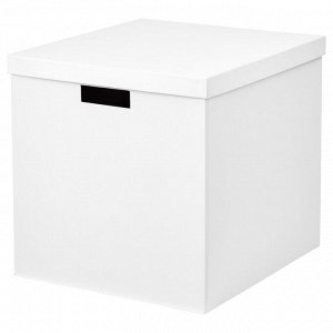 TJENA, коробка для хранения с крышкой, белая, 32x35x32 см