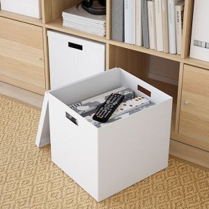TJENA, коробка для хранения с крышкой, белая, 32x35x32 см