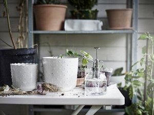 SESAMFRÖN, Цветочный горшок, внутренний/уличный, темно-белый, 9 см