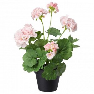 ФЕЙКА, искусственное растение в горшке, в помещении/ на открытом воздухе / Герань розовая, 12 см