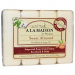 A La Maison de Provence, Мыло для рук &amp;amp - amp -  тела, Сладкий миндаль, 4 бруска по 3.5 унции