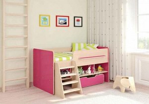 Кровать детская Легенда 6 ,цвет венге светлый/розовый (для детей до 12 лет)