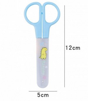 Ножницы канцелярские 12 см, травмобезопасные, пластиковые ручки, закруглённые концы, в футляре, МИКС
