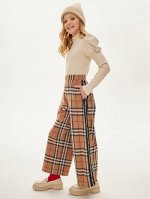 Брюки Юниоры &quot;Крупная клетка BURBERRY и лампасы&quot; бежевый/разноцветный