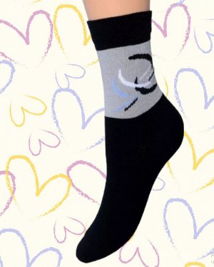 Юстатекс Носки женские с двойным бортом и цветным рисунком на паголенке