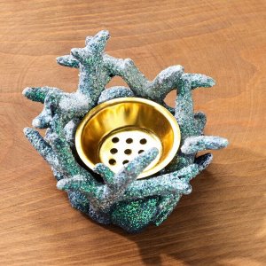 Aljenda Подставка для благовоний порошковых и конусов &quot;Коралл&quot;, голубой, 6,3х10 см