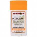 NutriBiotic, Дезодорант длительного действия с ароматом манго и дыни, 2,6 унции (75 г)